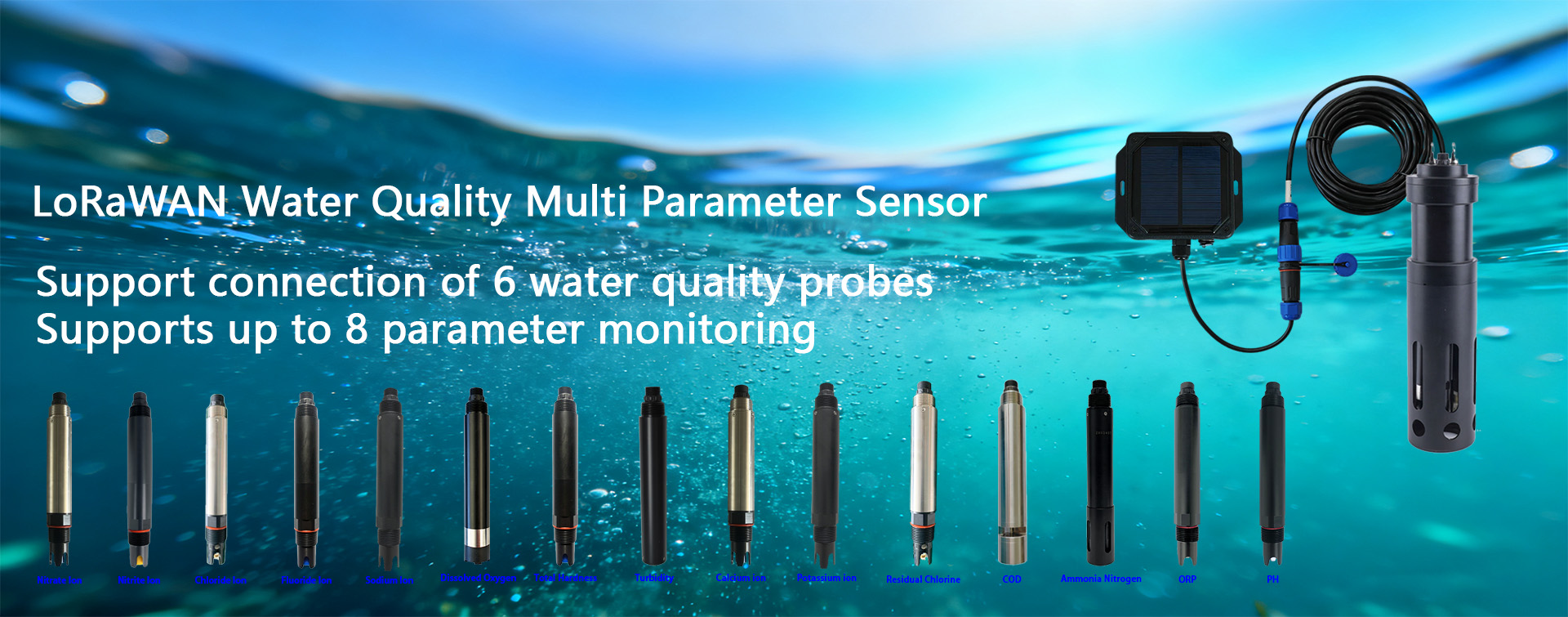 LoRaWAN solar water quality multi parameter sensor